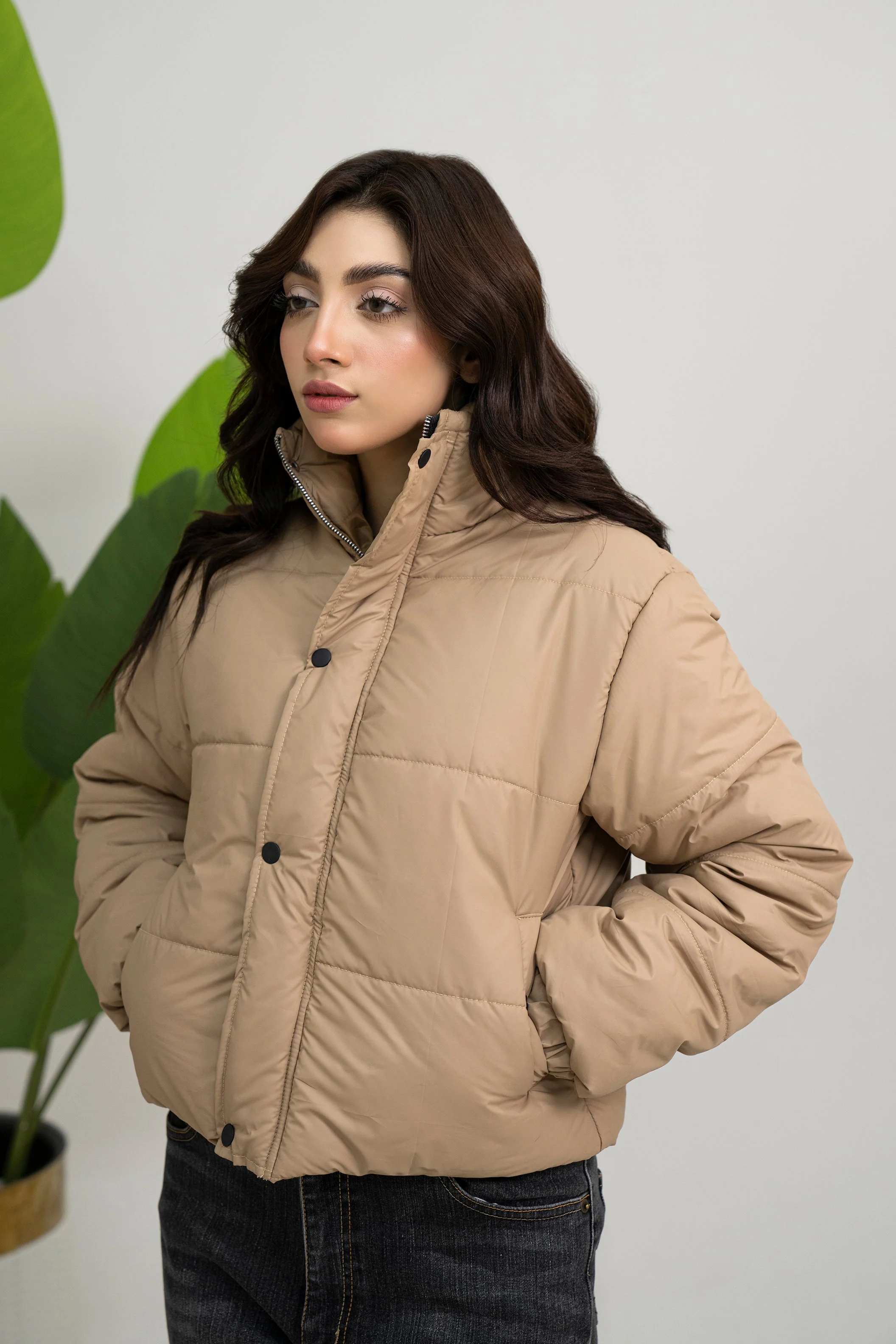 CROPPED BUTTONED PUFF JACKET - Image 3